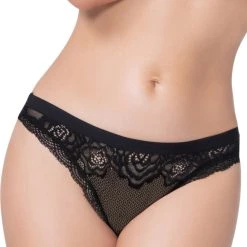 Seven 'til Midnight Black Wide Elastic Waistband Thong Panty