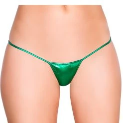 Roma Costume Metallic Hunter Green 'Y' Back Micro Thong Bikini Bottom
