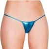 Roma Costume Metallic Turquoise 'Y' Back Micro Thong Bikini Bottom -LEG AVENUE shop 127LQ TURQ FRONT 86939