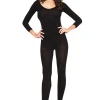 MUSIC LEGS Black Long Sleeve Body Stocking -LEG AVENUE shop 1774 black front 12378