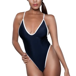 Be Wicked Black And White Plunging Swimsuit