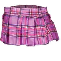 MUSIC LEGS Purple Plaid Schoolgirl Skirt -LEG AVENUE shop 25074 light purple front 2 04338