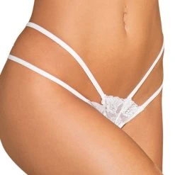 Shirley Of Hollywood White Stretch Lace Thong Panty