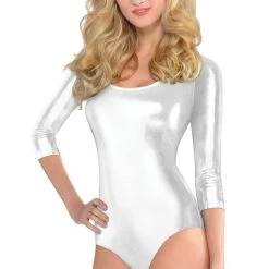 AMSCAN White Metallic Shimmer Bodysuit