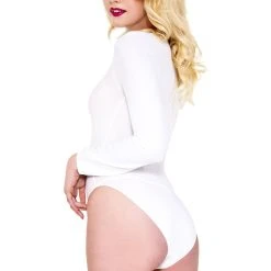 MUSIC LEGS White Long Sleeve Opaque Teddy -LEG AVENUE shop 8170 white back 63043