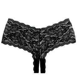 Allure Apple Cheeks Black Crotchless Boyshort Panty -LEG AVENUE shop A1073B SOO2 22299