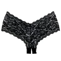 Allure Apple Cheeks Black Crotchless Boyshort Panty -LEG AVENUE shop A1073B SOO 37992