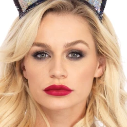 LEG AVENUE Silver And Black Sequin Cat Ears