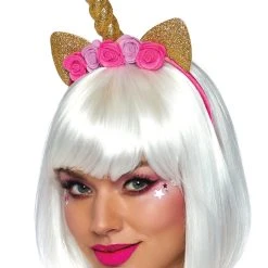 3WISHES Glittering Gold Unicorn Headpiece