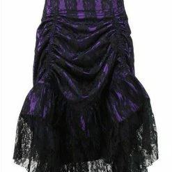 Daisy Corsets USA Purple Ruched Bustle Skirt With Black Lace Overlay