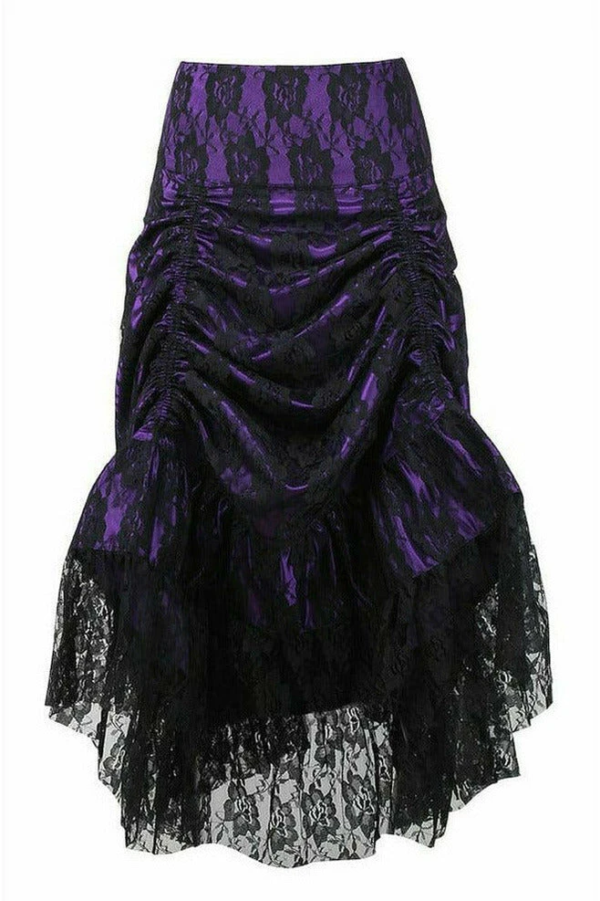 Daisy Corsets USA Purple Ruched Bustle Skirt With Black Lace Overlay 3 Daisy Corsets USA Purple Ruched Bustle Skirt With Black Lace Overlay