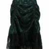 Daisy Corsets USA Dark Green Ruched Bustle Skirt With Black Lace Overlay -LEG AVENUE shop ACC 800a