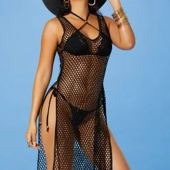 Elegant Moments Black Crochet Cover Up