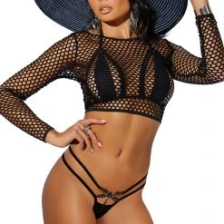 Elegant Moments Long Sleeve Crochet Top