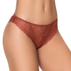 MAPALÉ Eyelash Lace Thong -LEG AVENUE shop EP112 Terracotta Front