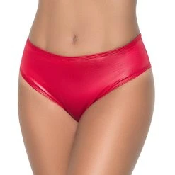 MAPALÉ Wet Look High Waist Panty -LEG AVENUE shop EP3038 WetRed Front 38141