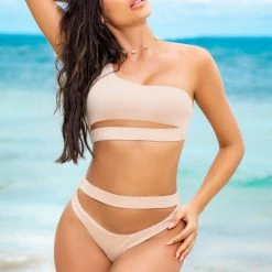 MAPALÉ Ivory Banded Two Piece 9 MAPALÉ Ivory Banded Two Piece -LEG AVENUE shop EP67024 Ivory Front2