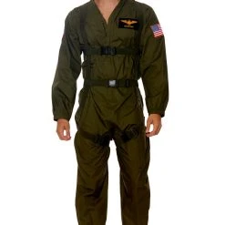 Forplay Men's Flight Suit Halloween Costume 9 Forplay Men's Flight Suit Halloween Costume -LEG AVENUE shop FP552942 olive front 2