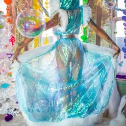 J Valentine Organza Snowflake Fur Trimmed Duster -LEG AVENUE shop JVCH305 6 56724