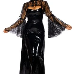 LEG AVENUE Lace Bell Sleeve Shrug -LEG AVENUE shop LA2779 black front 2