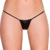 Roma Costume Metallic Black Micro Thong Bikini Bottom -LEG AVENUE shop MICROLQ BLK FRONT 66952