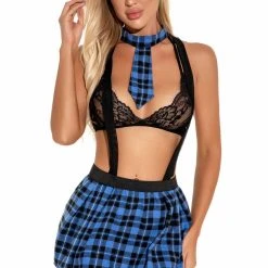 3WISHES After School Lingerie Costume -LEG AVENUE shop W1627 Blue Front 3