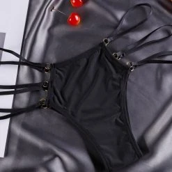 3WISHES Multi Strap Thong -LEG AVENUE shop WFP3 9087 black front 2