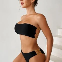 3WISHES I'm With The Bandeau Bikini -LEG AVENUE shop WFS1 CJ 0120 black front 3