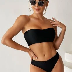 3WISHES I'm With The Bandeau Bikini -LEG AVENUE shop WFS1 CJ 0120 black front 4