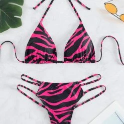 3WISHES Going Wild Zebra Print Bikini 9 3WISHES Going Wild Zebra Print Bikini -LEG AVENUE shop WSF5 3003 pink zebra front 1