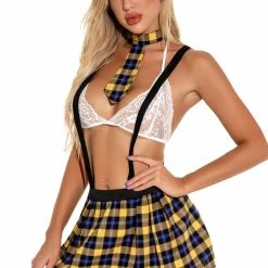3WISHES After School Lingerie Costume -LEG AVENUE shop w1627 yellow front 2